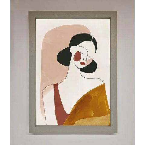 Browns Line Drawing Woman Framed Print - A3 (29.7 x 42 cm) / Grey - Framed Print