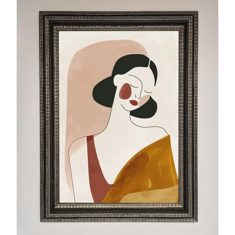 Browns Line Drawing Woman Framed Print - A3 (29.7 x 42 cm) / Ornate Silver Black - Framed Print