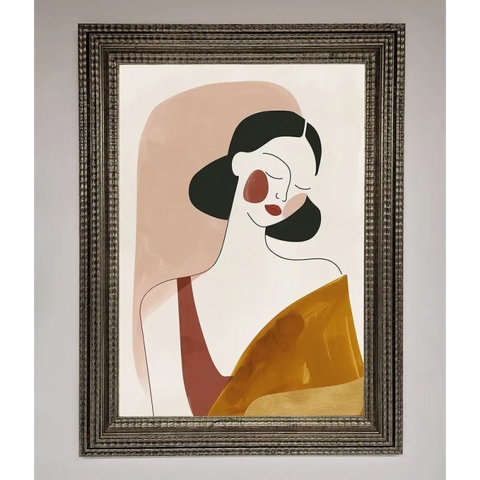 Browns Line Drawing Woman Framed Print - A3 (29.7 x 42 cm) / Ornate Silver - Framed Print