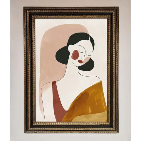 Browns Line Drawing Woman Framed Print - A3 (29.7 x 42 cm) / Ornate Gold Black - Framed Print