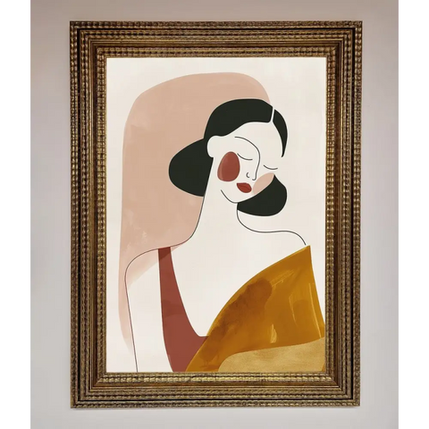 Browns Line Drawing Woman Framed Print - A3 (29.7 x 42 cm) / Ornate Gold - Framed Print