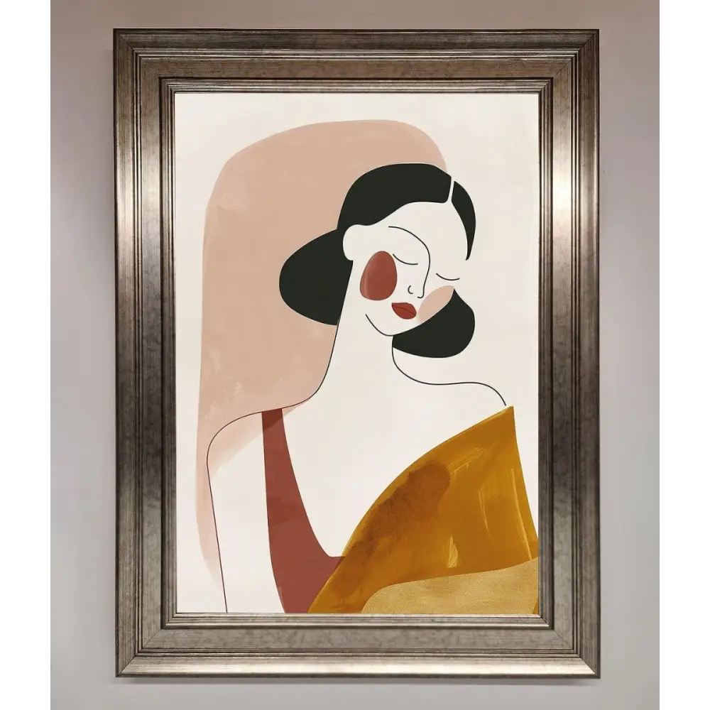 Browns Line Drawing Woman Framed Print - A3 (29.7 x 42 cm) / Silver - Framed Print