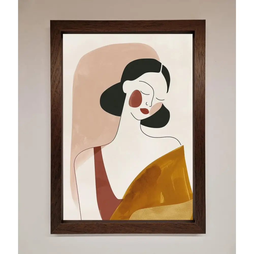 Browns Line Drawing Woman Framed Print - A3 (29.7 x 42 cm) / Walnut - Framed Print
