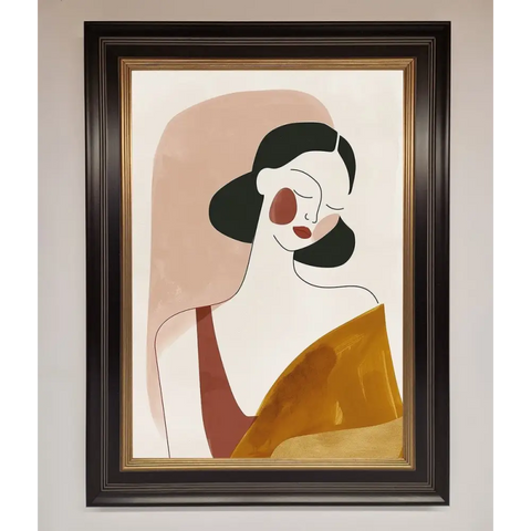 Browns Line Drawing Woman Framed Print - B0 (100 x 141 cm) / Black Gold - Framed Print