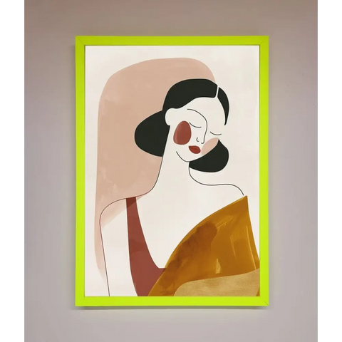 Browns Line Drawing Woman Framed Print - B0 (100 x 141 cm) / Neon Green - Framed Print