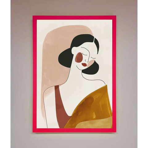 Browns Line Drawing Woman Framed Print - B0 (100 x 141 cm) / Neon Pink - Framed Print