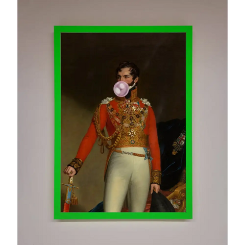 Bubble Gum Admiral Framed Wall Art - A3 (29.7 x 42 cm) / Neon Dark Green - Framed Print