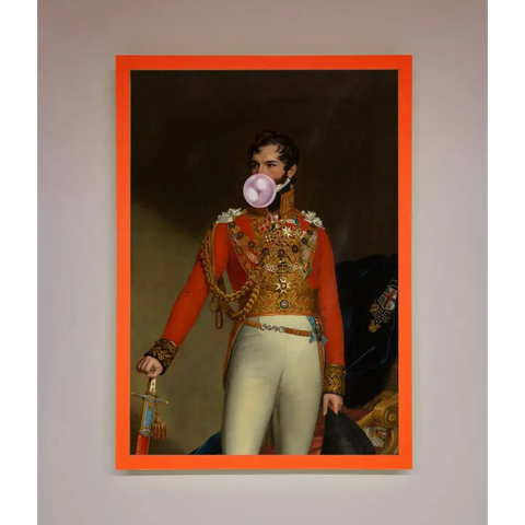 Bubble Gum Admiral Framed Wall Art - A3 (29.7 x 42 cm) / Neon Orange - Framed Print