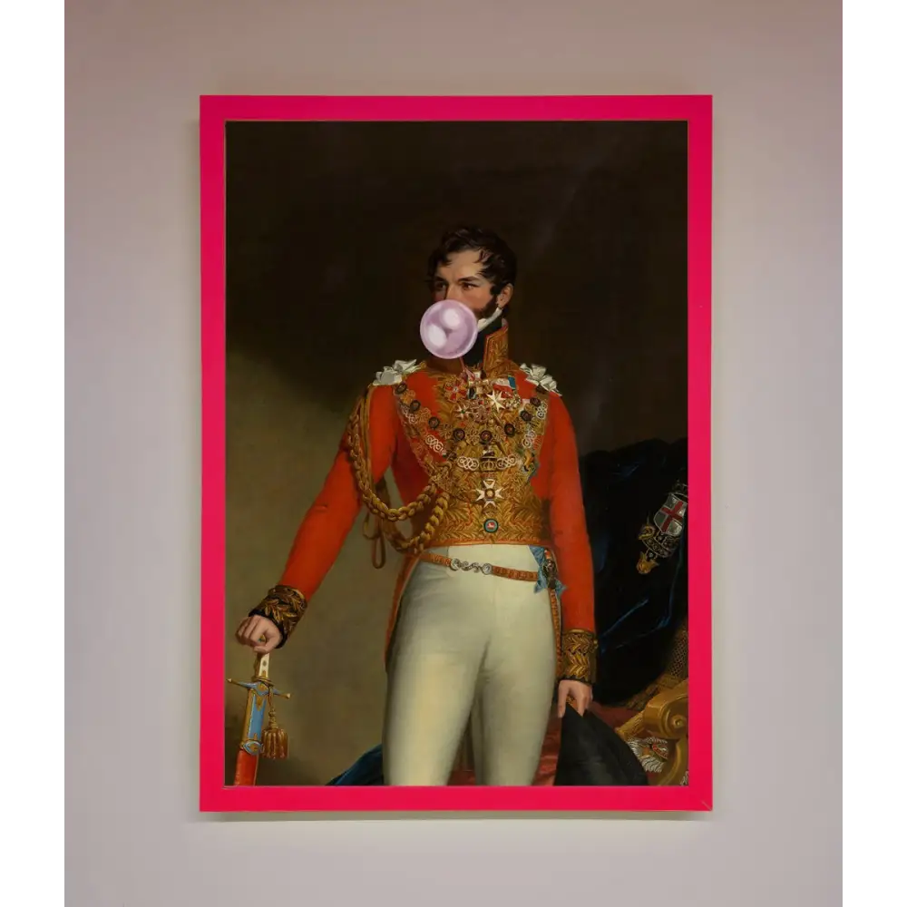 Bubble Gum Admiral Framed Wall Art - A3 (29.7 x 42 cm) / Neon Pink - Framed Print