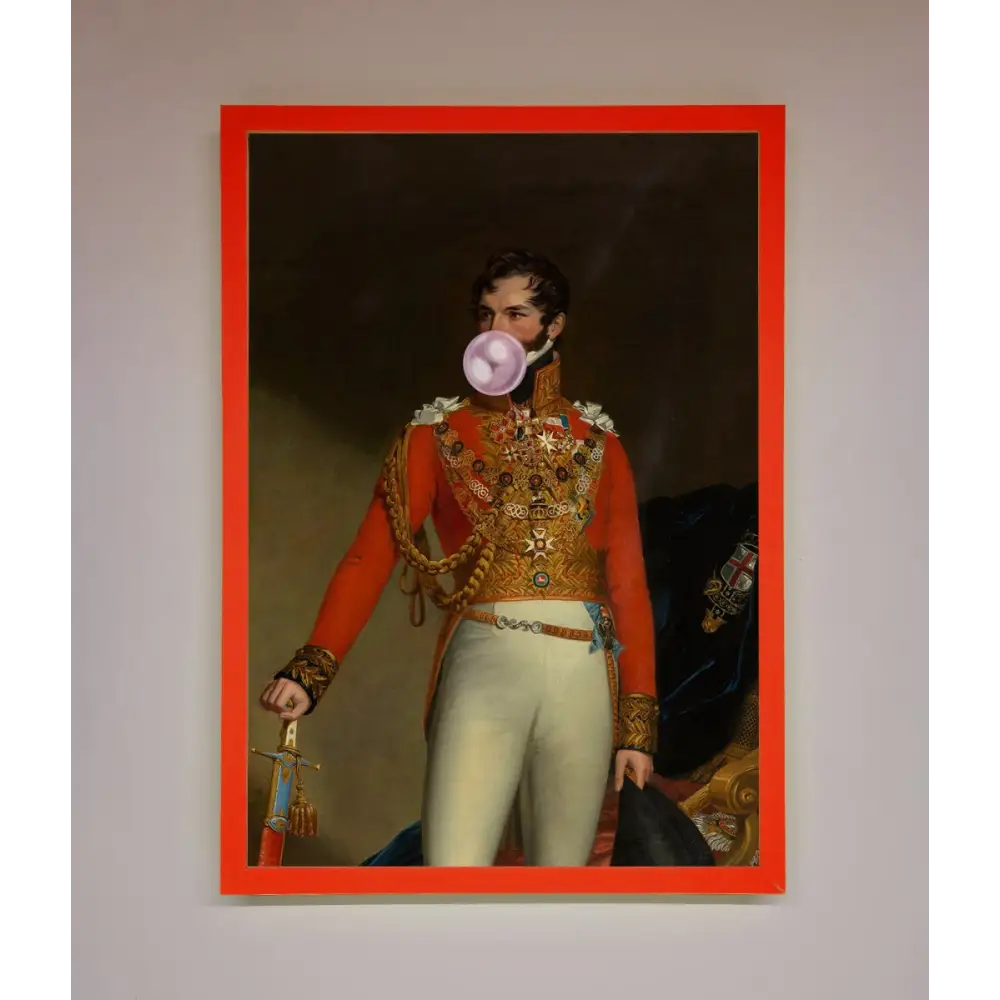 Bubble Gum Admiral Framed Wall Art - A3 (29.7 x 42 cm) / Neon Red - Framed Print