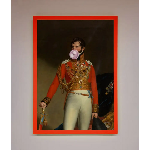 Bubble Gum Admiral Framed Wall Art - A3 (29.7 x 42 cm) / Neon Red - Framed Print