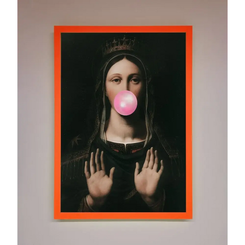 Bubble Gum Renaissance Framed Print - A3 (29.7 x 42 cm) / Neon Orange - Framed Print
