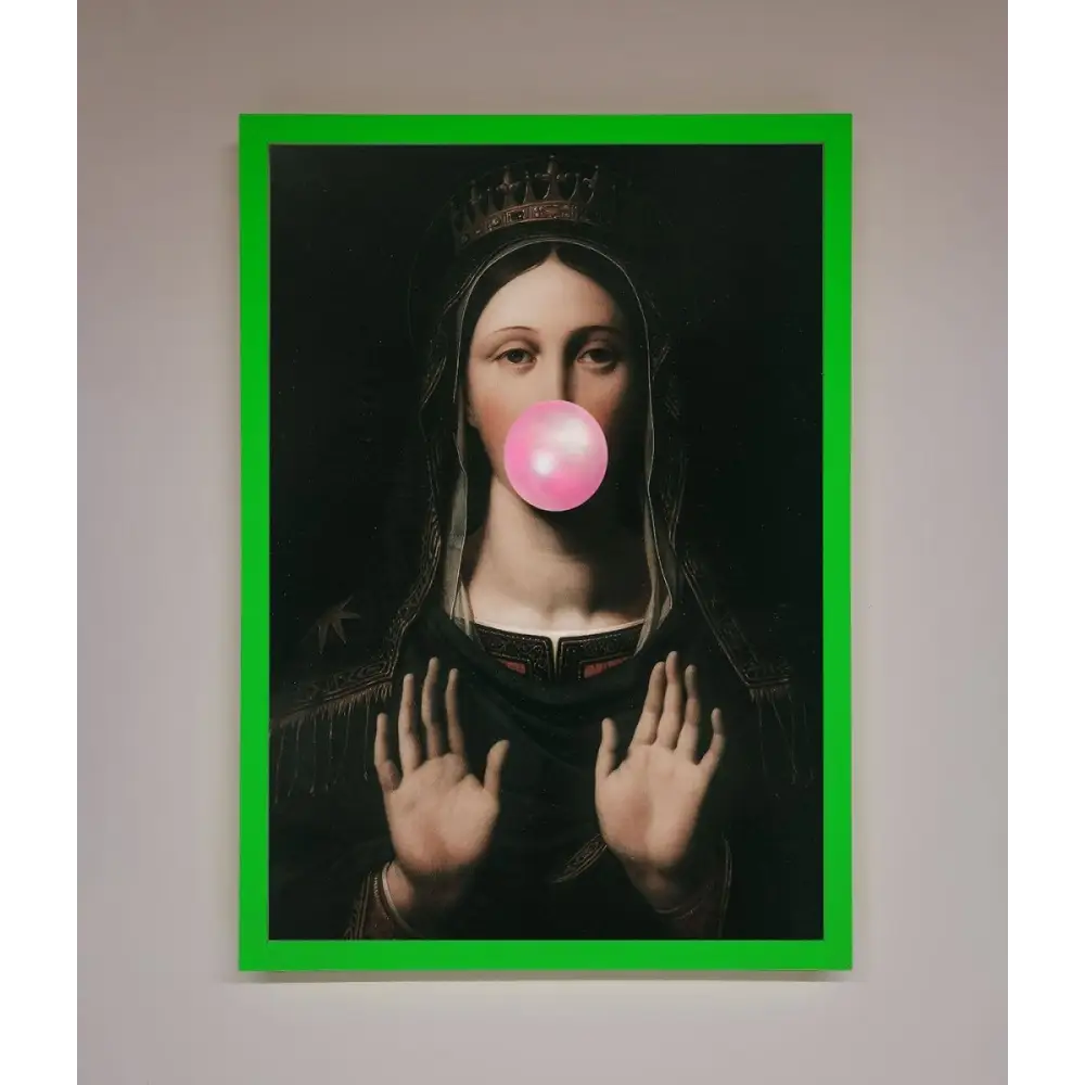 Bubble Gum Renaissance Framed Print - B0 (100 x 141 cm) / Neon Dark Green - Framed Print