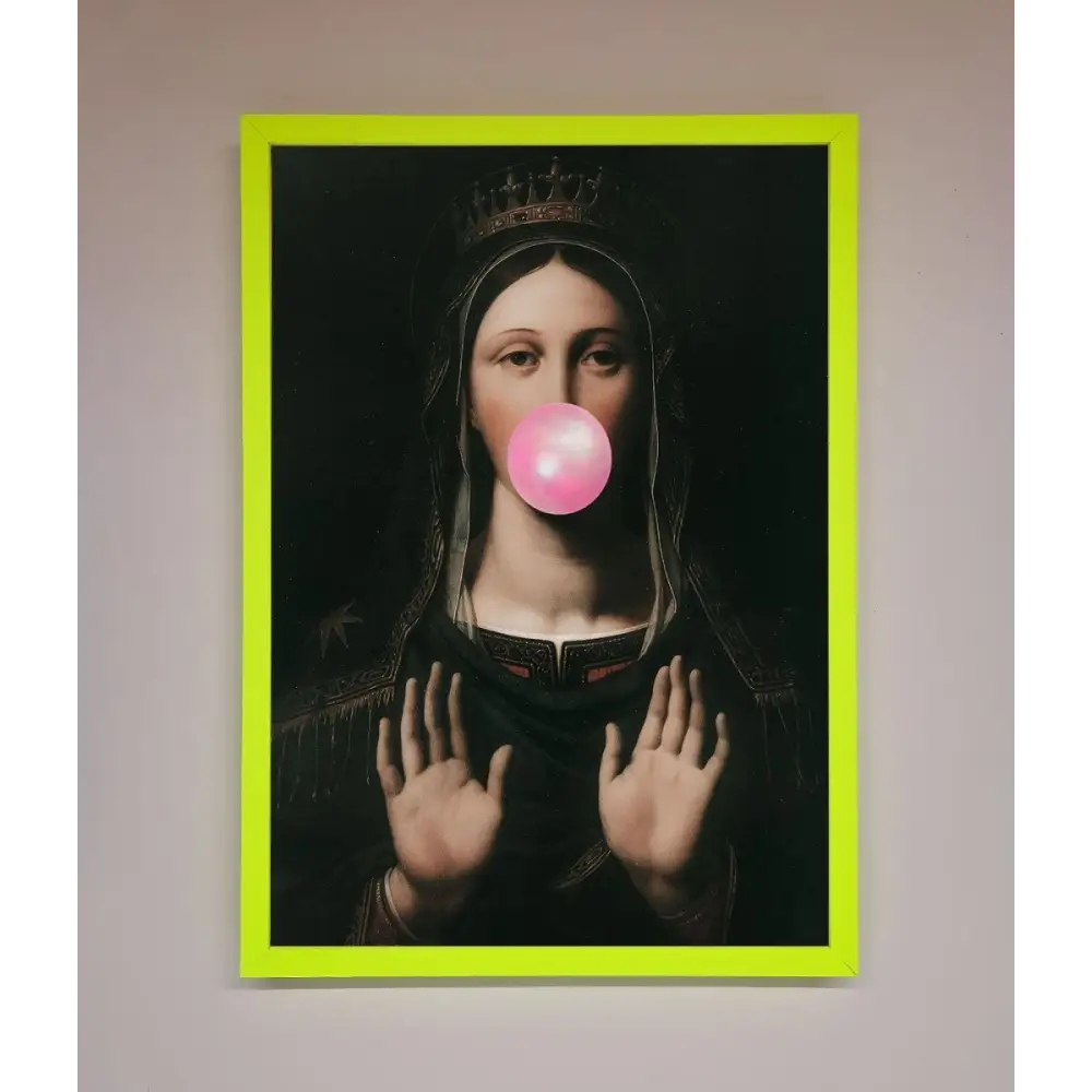 Bubble Gum Renaissance Framed Print - B0 (100 x 141 cm) / Neon Green - Framed Print