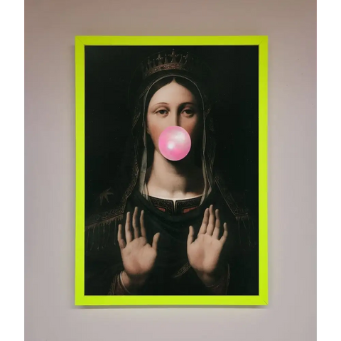 Bubble Gum Renaissance Framed Print - B0 (100 x 141 cm) / Neon Green - Framed Print