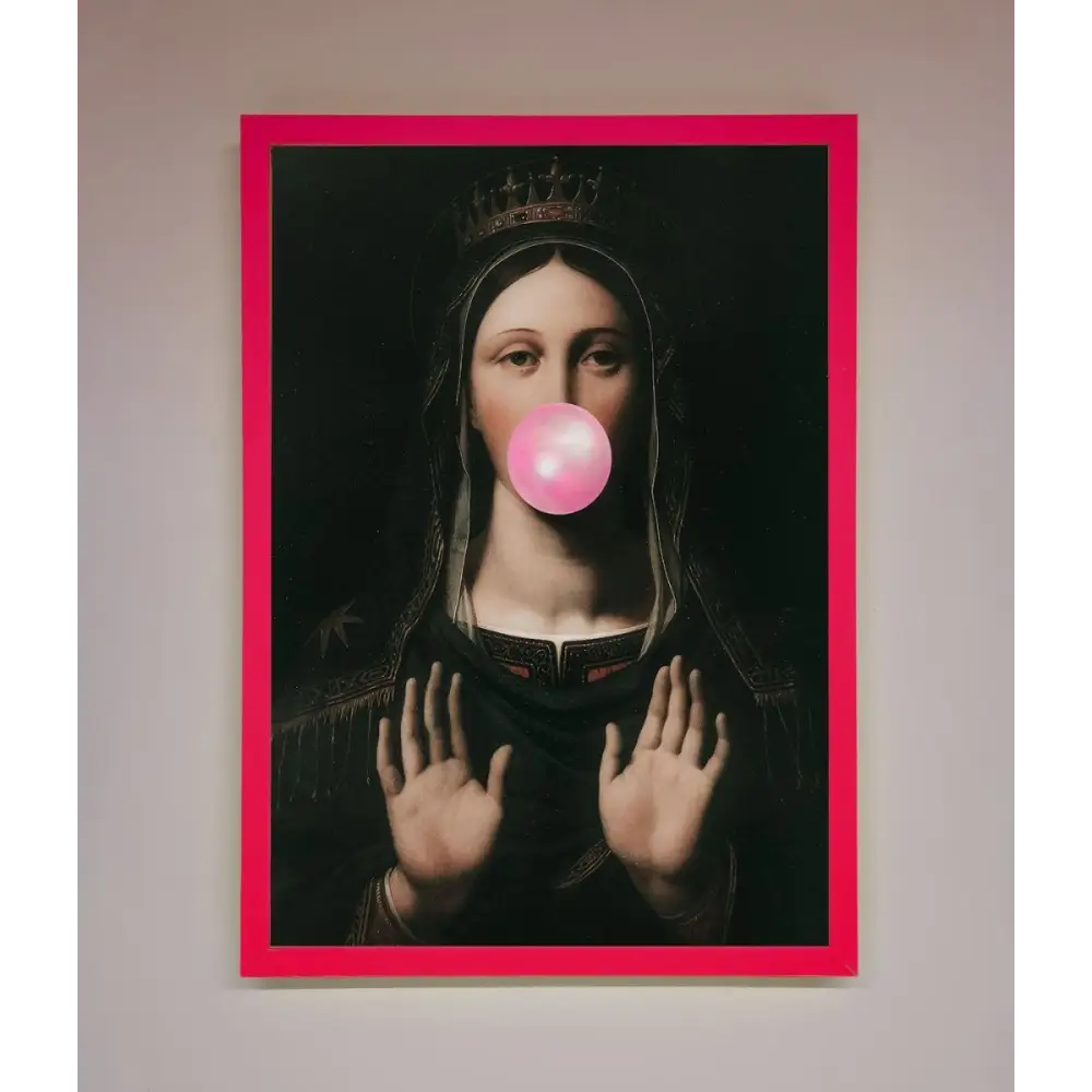 Bubble Gum Renaissance Framed Print - B0 (100 x 141 cm) / Neon Pink - Framed Print