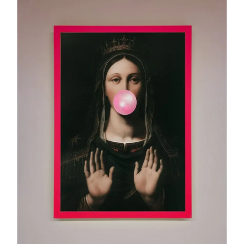 Bubble Gum Renaissance Framed Print - B0 (100 x 141 cm) / Neon Pink - Framed Print