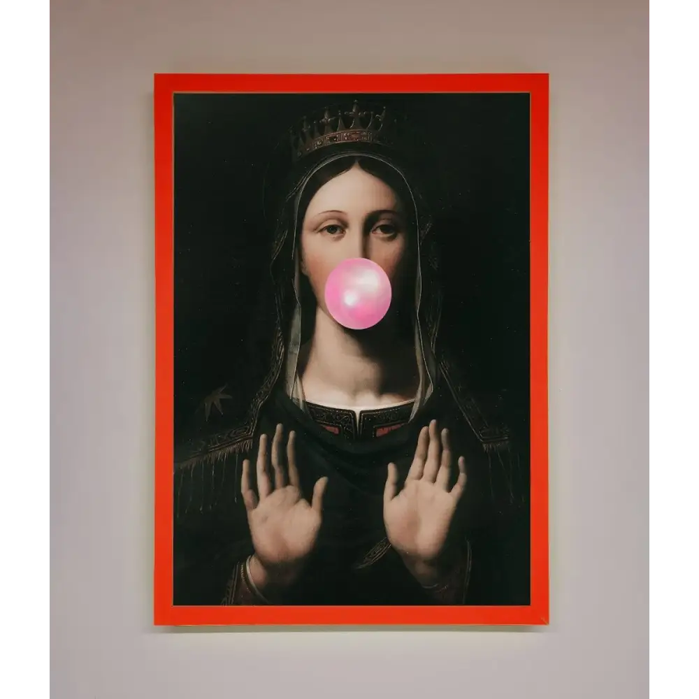 Bubble Gum Renaissance Framed Print - B0 (100 x 141 cm) / Neon Red - Framed Print