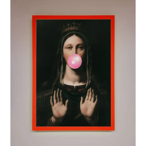 Bubble Gum Renaissance Framed Print - B0 (100 x 141 cm) / Neon Red - Framed Print