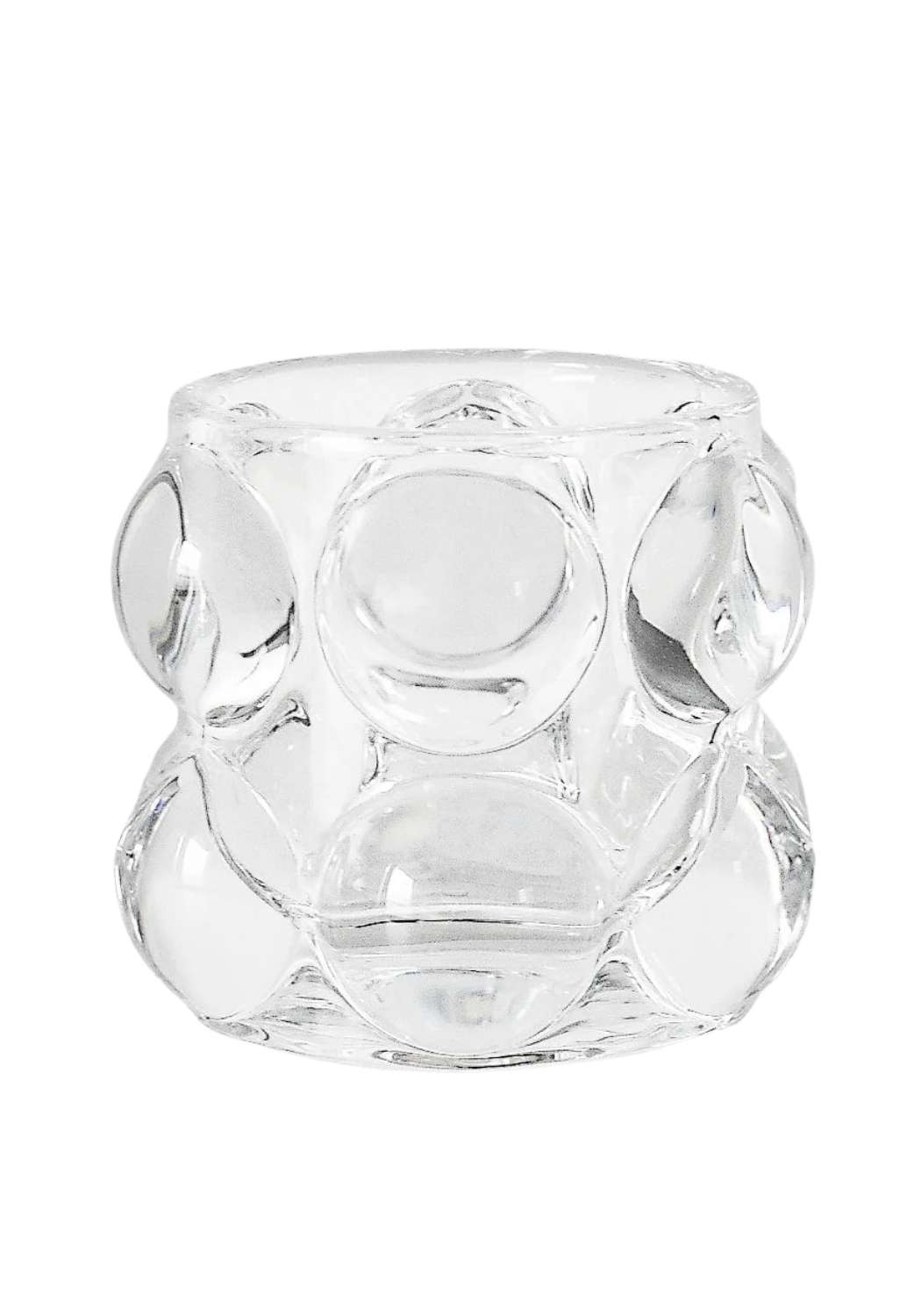 Clear glass candle holder set of 2 with textured bubbly design perfect for creating a bubbly atmosphere