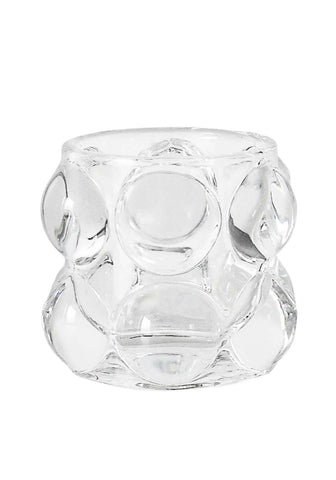 Clear glass candle holder set of 2 with textured bubbly design perfect for creating a bubbly atmosphere