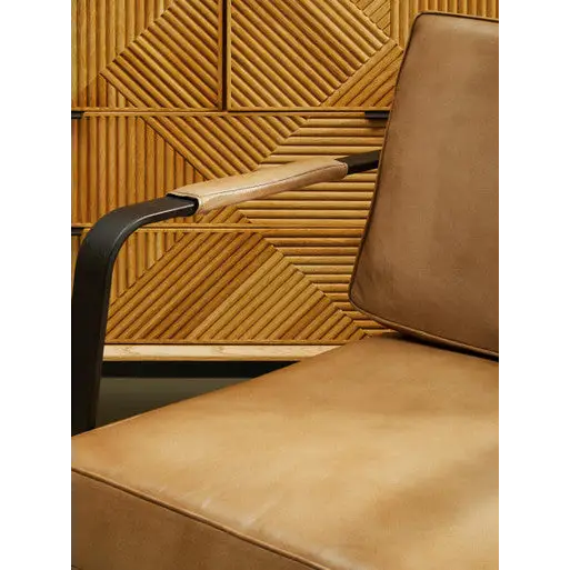 Buffalo Grey Leather Armchair With Black Iron Frame - Arm Chair