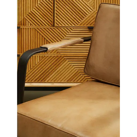 Buffalo Grey Leather Armchair With Black Iron Frame - Arm Chair