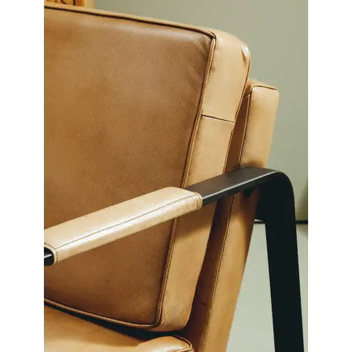 Buffalo Grey Leather Armchair With Black Iron Frame - Arm Chair