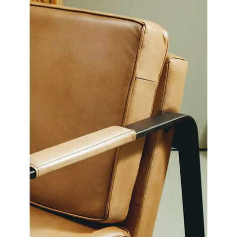 Buffalo Grey Leather Armchair With Black Iron Frame - Arm Chair