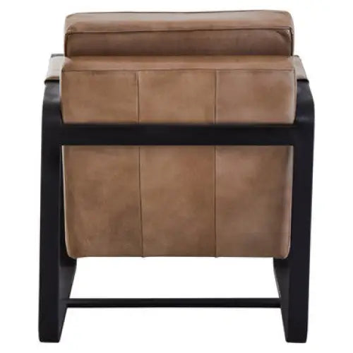 Buffalo Grey Leather Armchair With Black Iron Frame - Arm Chair