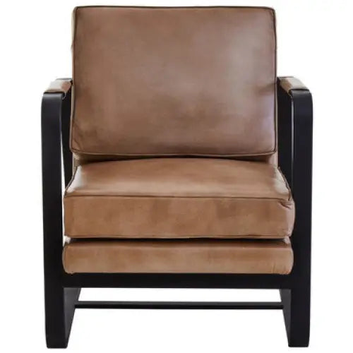 Buffalo Grey Leather Armchair With Black Iron Frame - Arm Chair