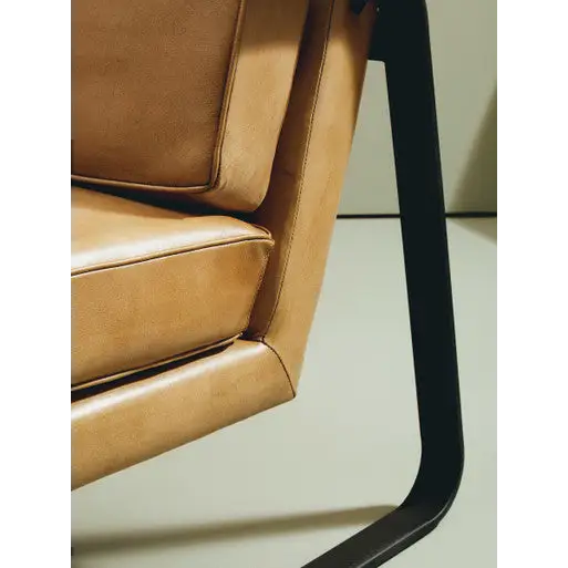 Buffalo Grey Leather Armchair With Black Iron Frame - Arm Chair