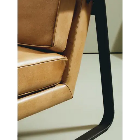 Buffalo Grey Leather Armchair With Black Iron Frame - Arm Chair