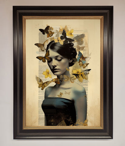 Butterfly Book Woman Framed Poster