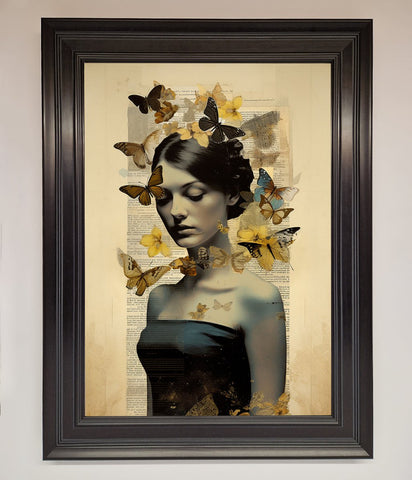 Butterfly Book Woman Framed Poster