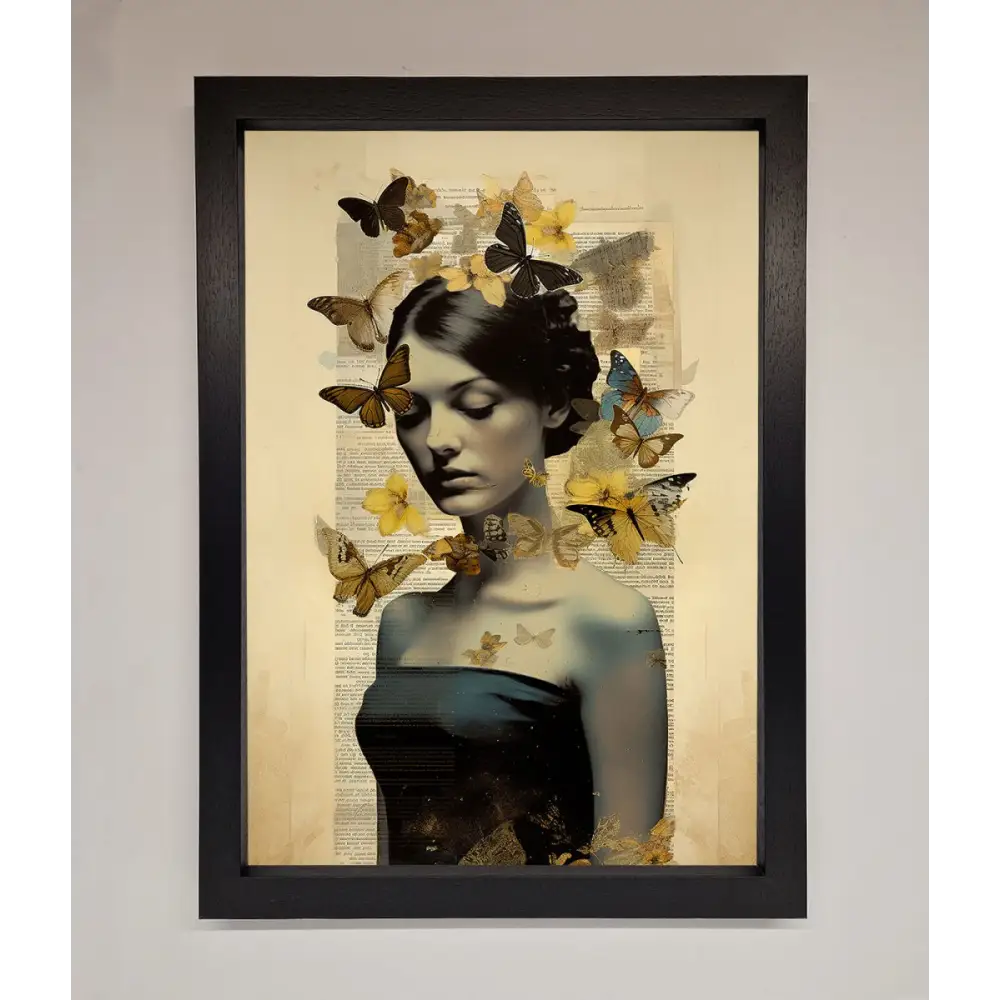 Butterfly Book Woman Framed Poster - A3 (29.7 x 42 cm) / Black - Framed Print