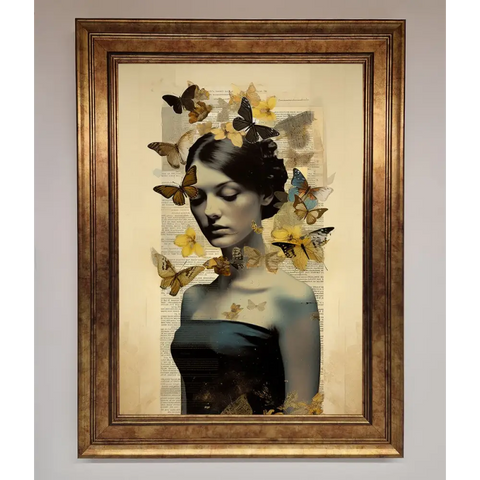 Butterfly Book Woman Framed Poster - A3 (29.7 x 42 cm) / Bronze - Framed Print