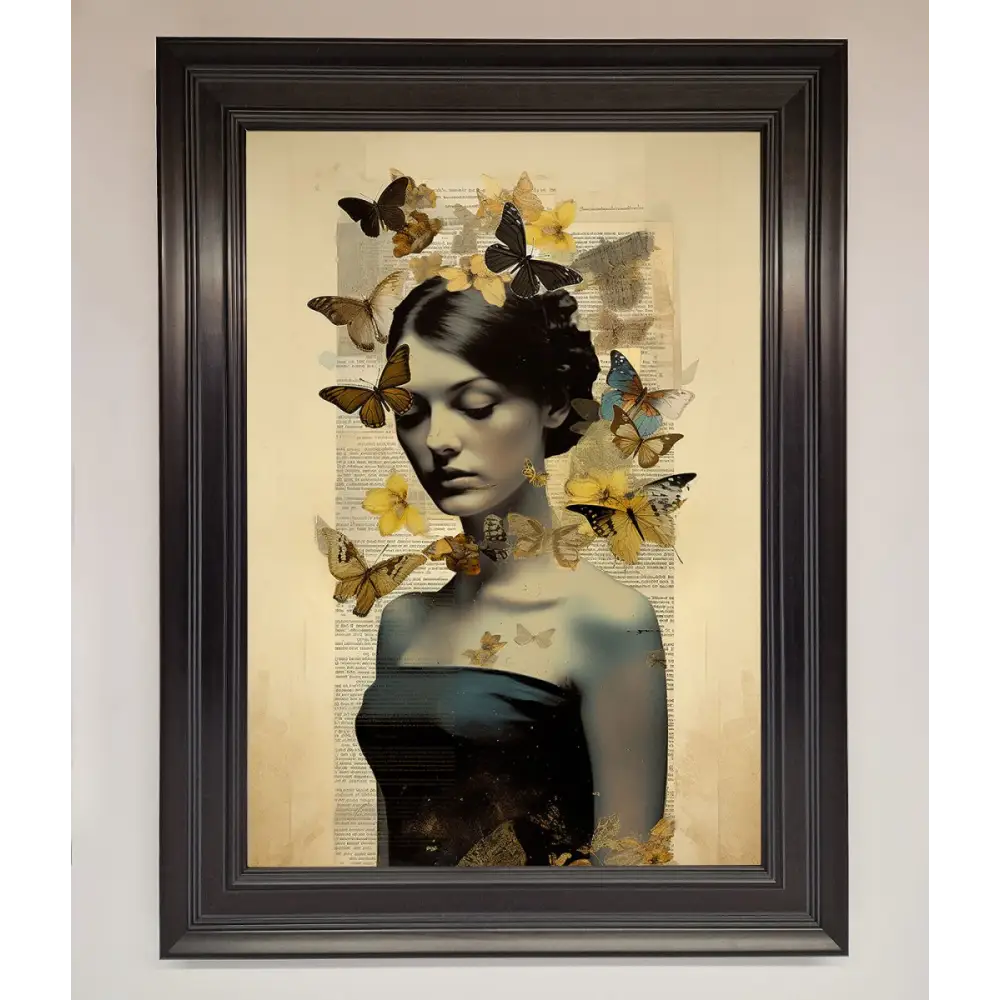 Butterfly Book Woman Framed Poster - A3 (29.7 x 42 cm) / Matt Black - Framed Print