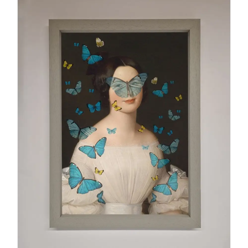 Butterfly Renaissance Framed Print - A3 (29.7 x 42 cm) / Grey - Framed Print