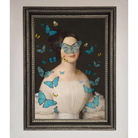 Butterfly Renaissance Framed Print - A3 (29.7 x 42 cm) / Ornate Silver Black - Framed Print