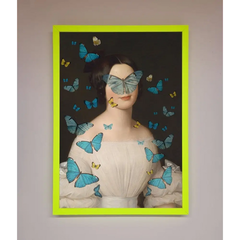Butterfly Renaissance Framed Print - B0 (100 x 141 cm) / Neon Green - Framed Print