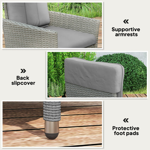 Outsunny 105°-150° Reclining Rattan Chair - Grey