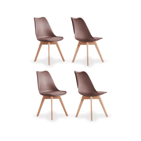 White Halo Dining Table & Set of 4 Lorenzo Jamie Tulip Dining Chairs with Padded Seat