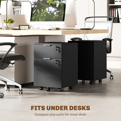 HOMCOM Two-Drawer Lockable Filing Cabinet - Black
