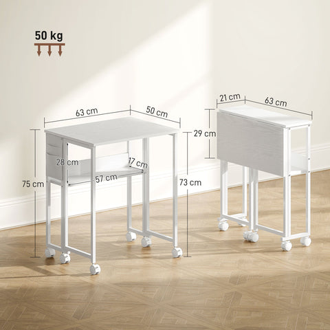 HOMCOM 63 cm Drop Leaf Writing Work Desk - White