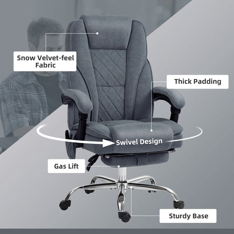 Vinsetto Massage Office Chair, Heated Reclining Computer Chair with Adjustable Height and Footrest, Dark Grey
