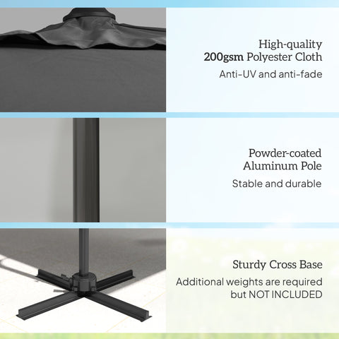 Outsunny Patio Offset Parasol Umbrella - Dark Grey
