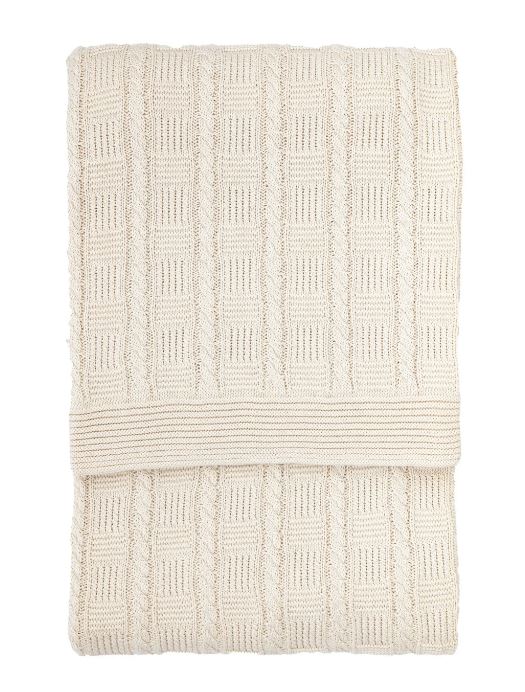 Cotton Cable Knit Throw 170cm x 130cm