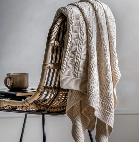 Cotton Cable Knit Throw 170cm x 130cm
