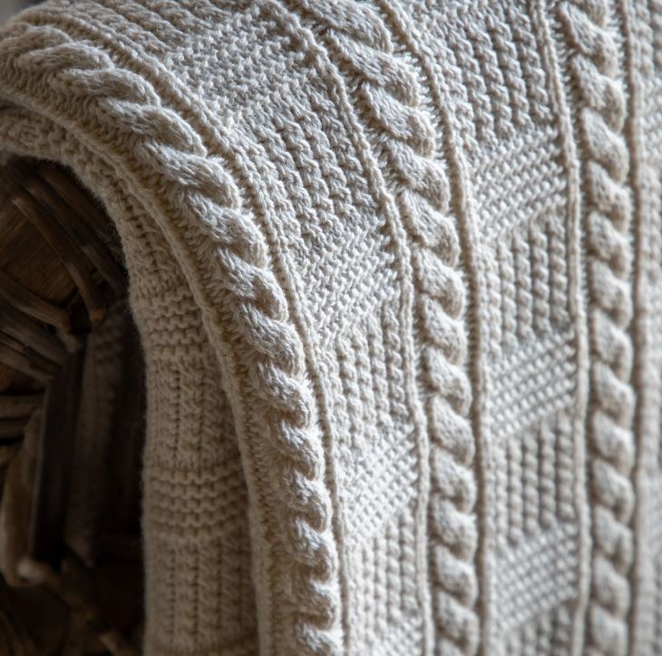 Cotton Cable Knit Throw 170cm x 130cm